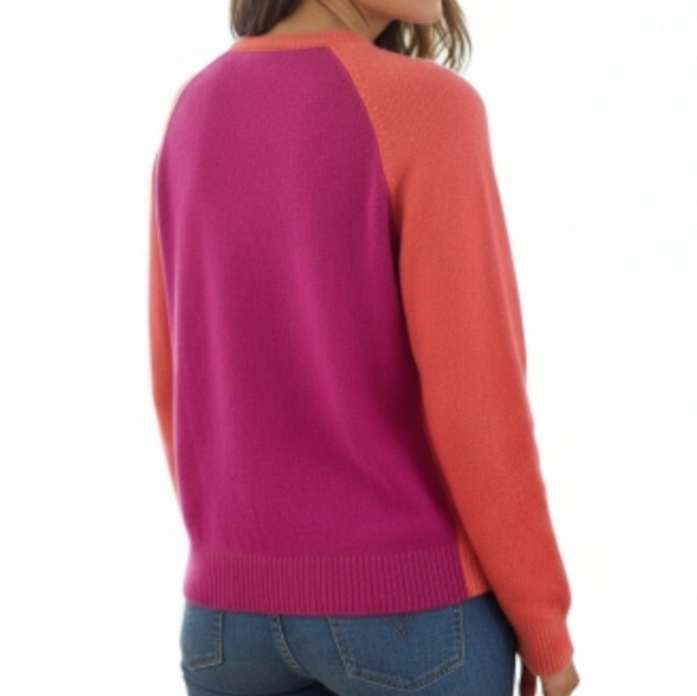 Gap V Neck Button Cardigan Women Size M Angora Rabbit Hair Blend Colorblock - Picture 12 of 12